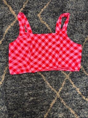 Scoop Pink and Red Gingham Crop Top size XXL